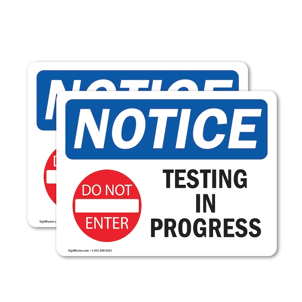 Signmission Testing In Progress Sign With Symbol, 10 in W x Rectangle, Vinyl Decal OS-2PACK-NS-D-710-L-18549 - main